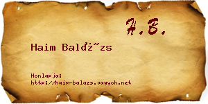 Haim Balázs névjegykártya